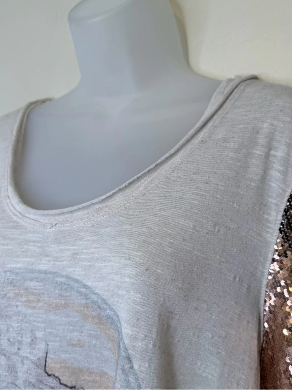 FP WTF | Biker Graphic Tee Short Sequin Sleeves Lightweight Burnout VSCO Shirt - Picture 5 of 14